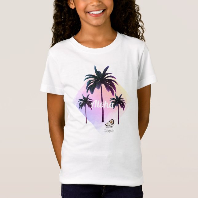 HAMbyWG Girl's Hawaiin Theme Handflatan Träd T Shirt (Framsida)