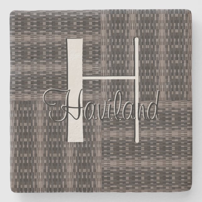 HAMbyWG Grått-Vävnadsdesign - Monogram Stenunderlägg (Framsidan)