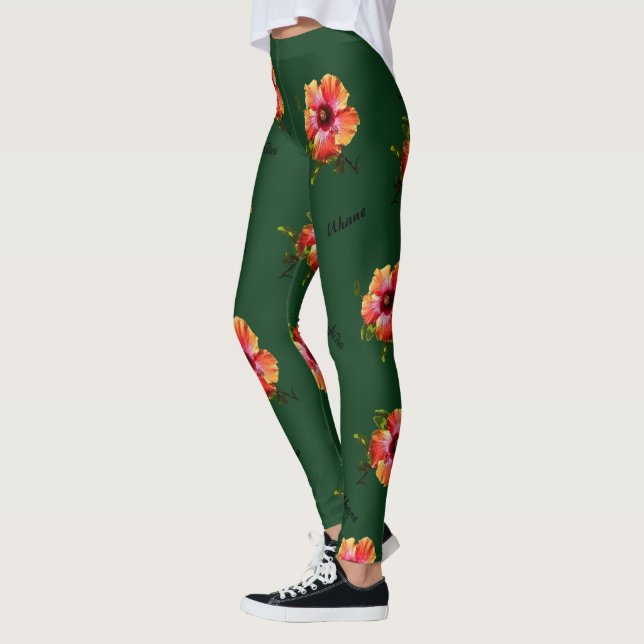 HAMbyWG Hawaiin Theme med Hibiscus Flower Leggings (Vänster)