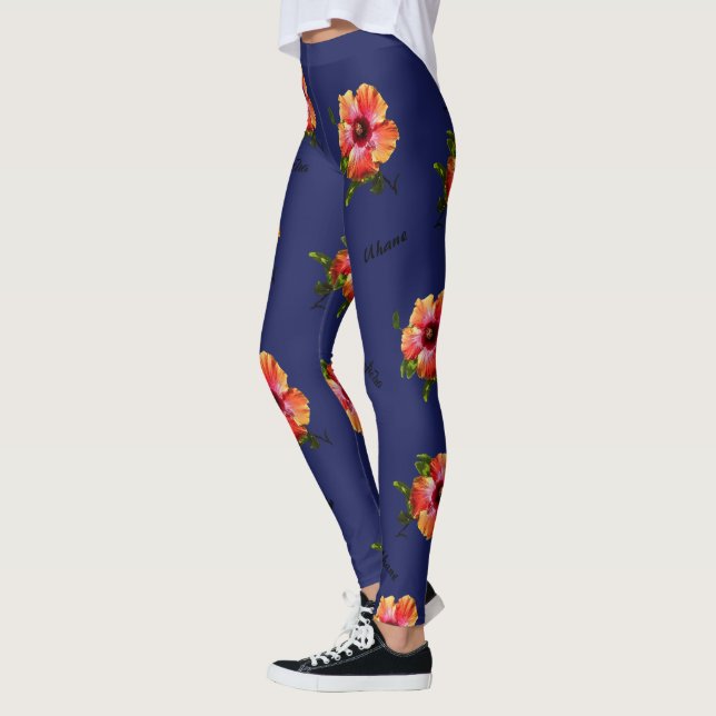 HAMbyWG Hawaiin Theme med Hibiscus Flower Leggings (Vänster)