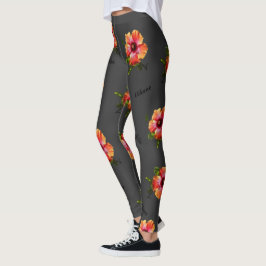 HAMbyWG Hawaiin Theme med Hibiscus Flower Leggings