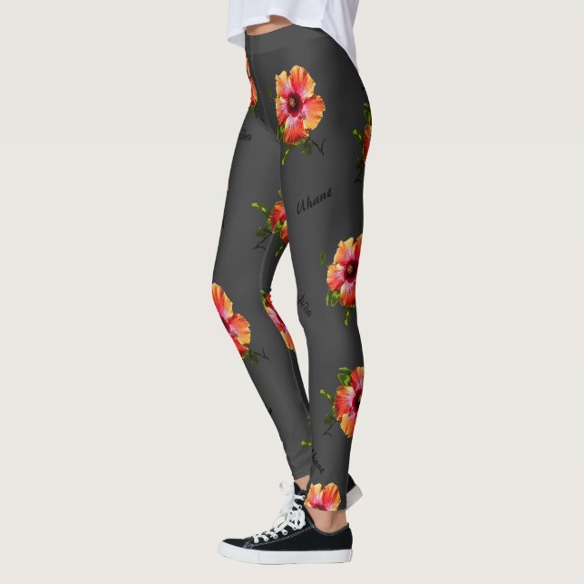 HAMbyWG Hawaiin Theme med Hibiscus Flower Leggings (Vänster)