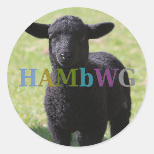 HAMbyWG - klistermärkear - svart får Runt Klistermärke
