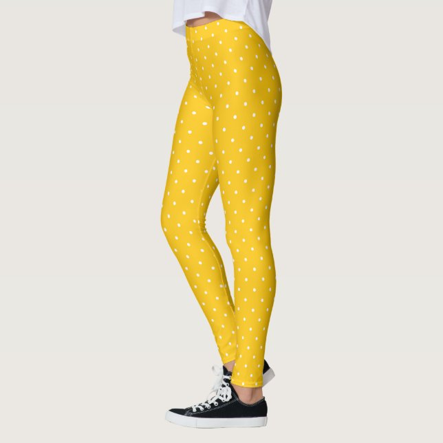 HAMbyWG - Kompressionsleggings - Gul Vit Polk Leggings (Vänster)