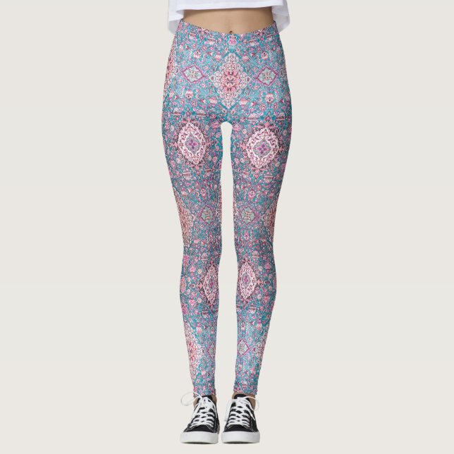 HAMbyWG - Leggings -Salmon Aqua Gypsy-utskrift (Framsida)