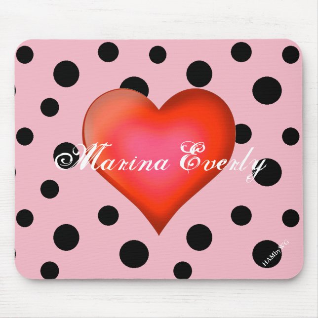 HAMbyWG - Mouse Pad - Polka dots w Red Heart Musmatta (Framsidan)