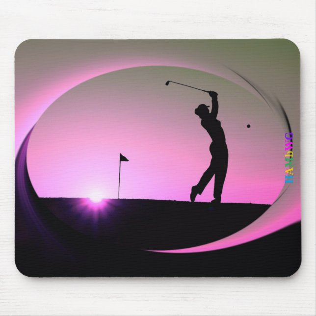 HAMbyWG - Mouse Pad - Woman Golfer på Dusk Musmatta (Framsidan)