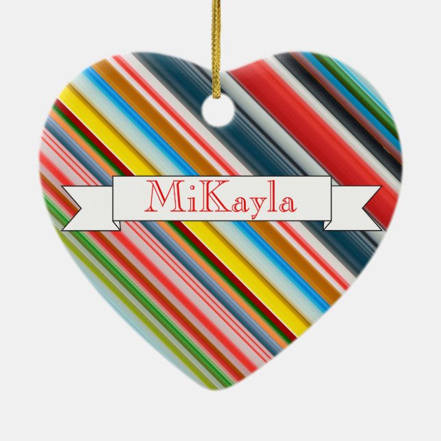 HAMbyWG - Mulit-Färg Heart Candy cane Julgransprydnad Keramik (Baksidan)