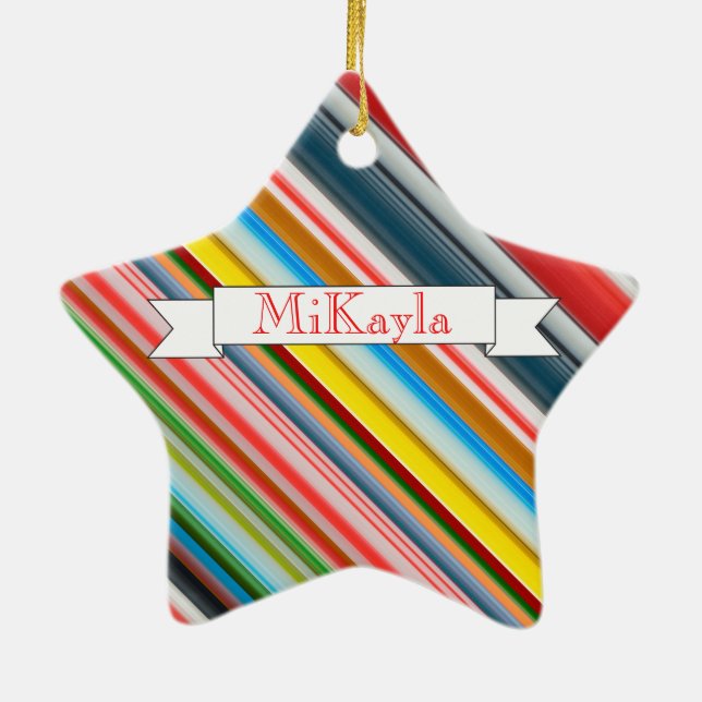 HAMbyWG - Multi - Färg Candy cane Inspired Julgransprydnad Keramik (Baksidan)