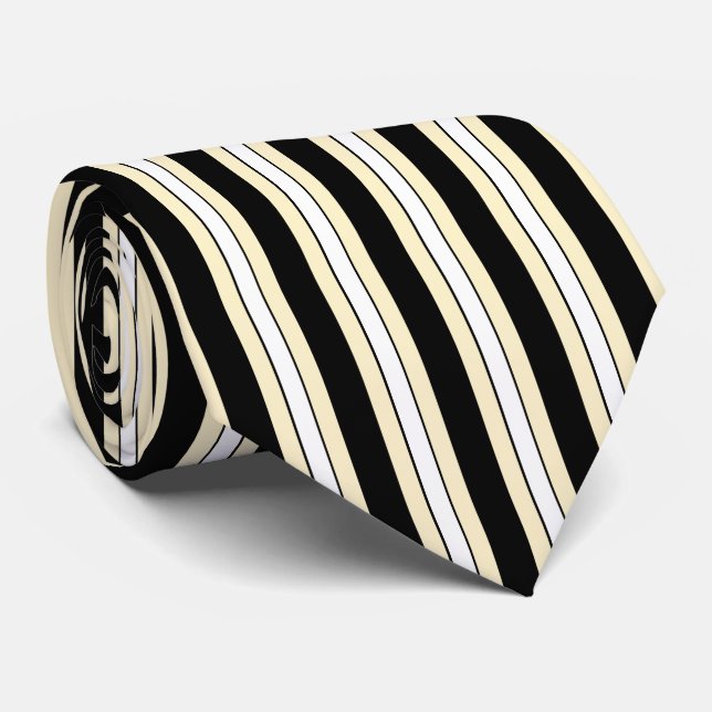 HAMbyWG - Neck Tie Black/Beige/White Rand Slips (Rullad)