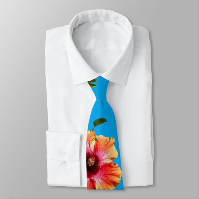 HAMbyWG - Neck Tie - Hibiscus på Blue Slips (Bunden)