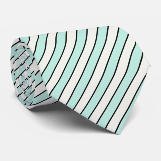 HAMbyWG - Neck Tie - Seafoam Blue White Rand Slips (Rullad)