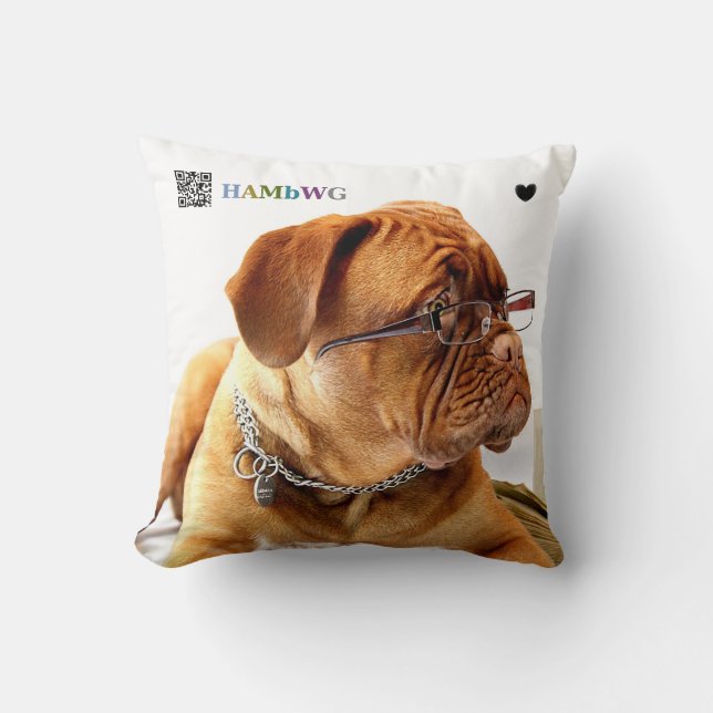 HAMbyWG Novelty Bulldog med Glass Dekorativ kudde (Framsida)