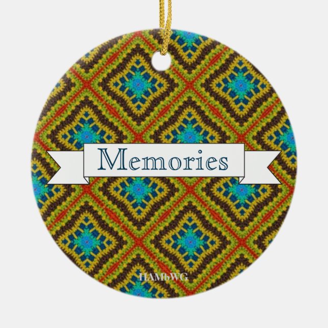 HAMbyWG - Olive, Rust och Blue Macrame Julgransprydnad Keramik (Framsidan)