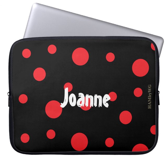 HAMbyWG - Röd Polka dots med valfri bakgrund Färg Laptop Fodral (Framsidan)