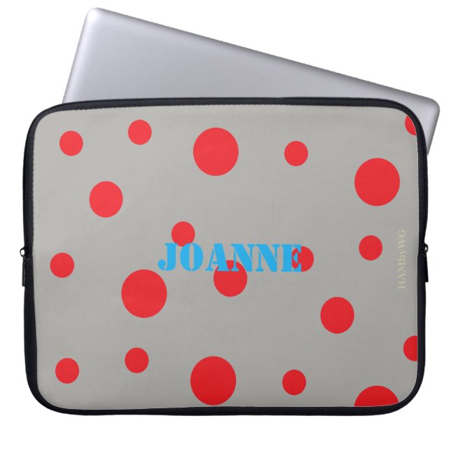 HAMbyWG - Röd Polka dots med valfri bakgrund Färg Laptop Fodral (Framsidan)