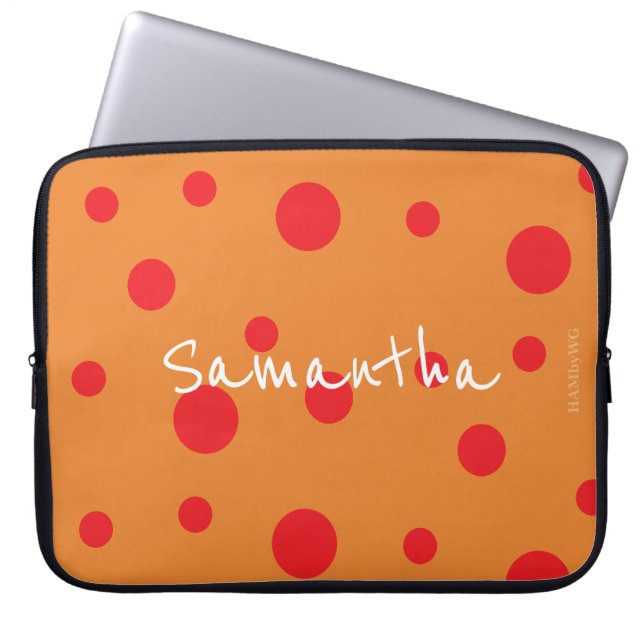 HAMbyWG - Röd Polka dots med valfri bakgrund Färg Laptop Fodral (Framsidan)