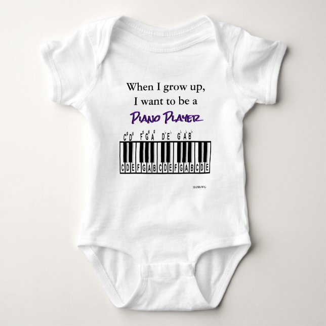 HAMbyWG - Romper, T-shirt, Snap T-Piano Player T Shirt (Framsida)