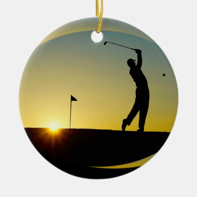 HAMbyWG - Solnedgång - Golfer Julgransprydnad Keramik (Framsidan)