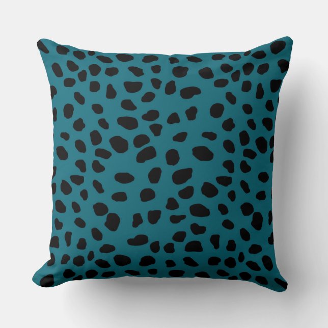 HAMbyWG Teal Blue & Black Leopard Skriv ut Kudde (Framsida)