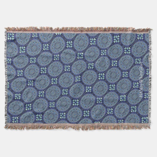 HAMbyWG - Throw Blanket - Blue Mandalas Mysfilt (Framsidan)