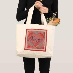HAMbyWG - Tote Bag - Anpassade Heart w Namn Jumbo Tygkasse