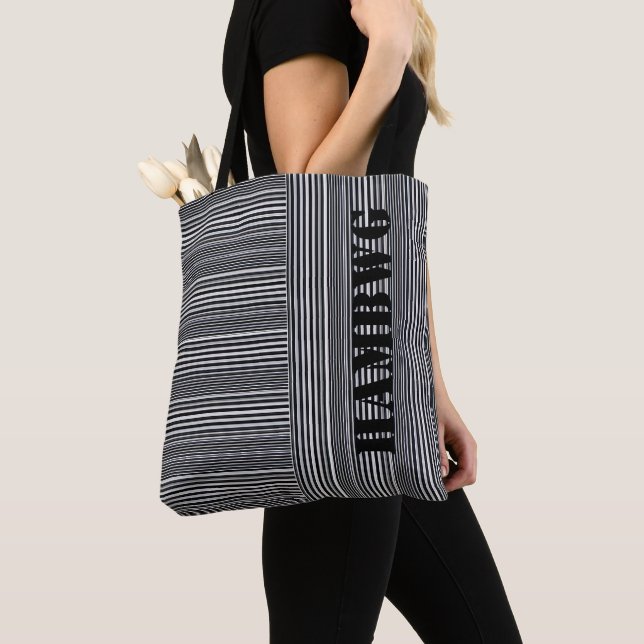 HAMbyWG - Tote Bag - Black & White Rand Tygkasse (Närbild)