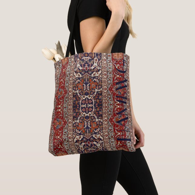 HAMbyWG - Tote Bag - Persian Red, Blue, Beige Tygkasse (Närbild)