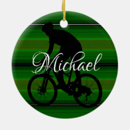 HAMbyWhiteGlove - Bicycle Rider - Grönt Julgransprydnad Keramik