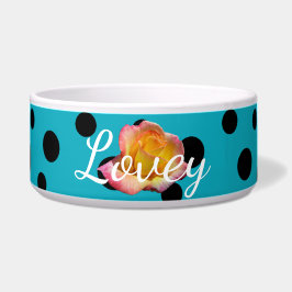 HAMbyWhiteGlove - Hund Food Bowl - Black Polka dot