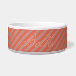HAMbyWhiteGlove - Hund food Bowl - Orange Diagonal