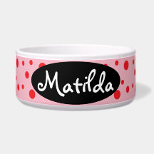 HAMbyWhiteGlove - Hund Food Bowl - Red Polka dots