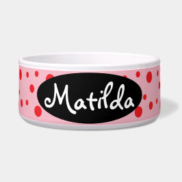 HAMbyWhiteGlove - Hund Food Bowl - Red Polka dots