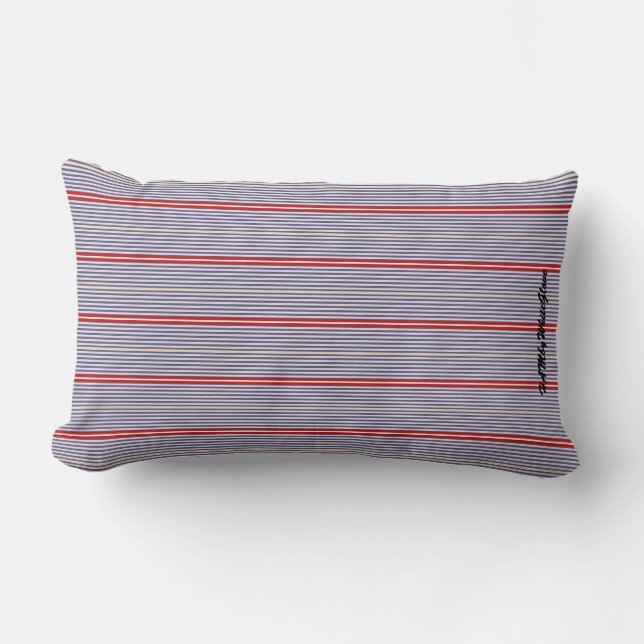 HAMbyWhiteGlove - Lumbar - Blue & Red Rand Lumbarkudde (Framsida)