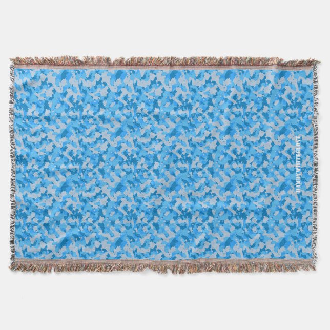 HAMbyWhiteGlove - Throw Blanket - Blue Camouflage Filt (Framsidan)