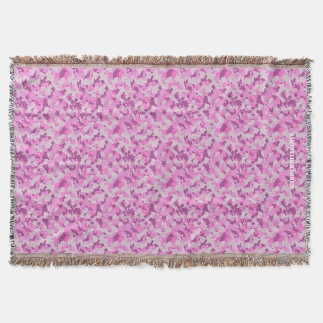HAMbyWhiteGlove - Throw Blanket - Rosa Camouflage Mysfilt (Framsidan)
