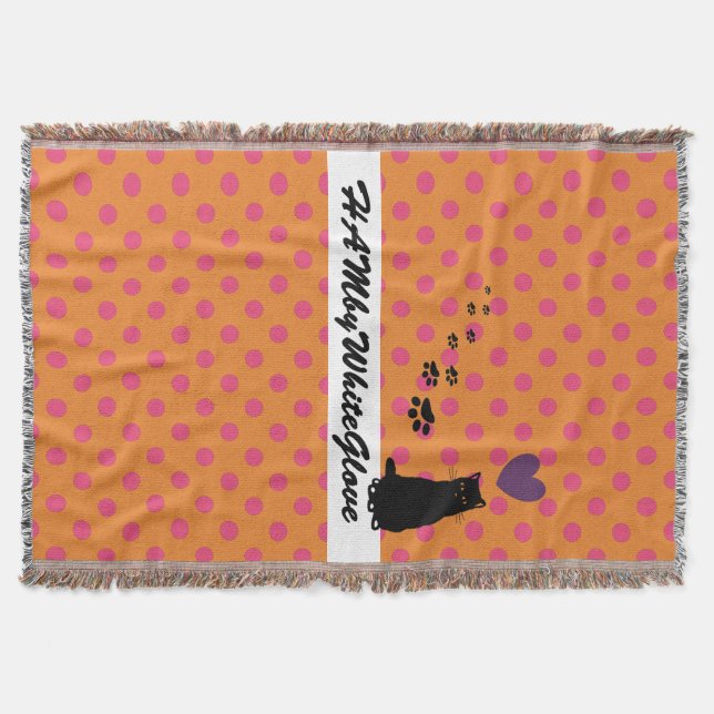 HAMbyWhiteGlove - Throw Blanket Rosa Orange Polka Mysfilt (Framsidan)
