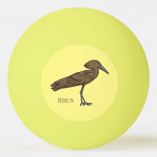 Hamerkop fågel serieillustration  pingisboll (Framsidan)
