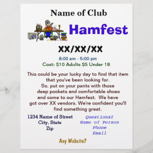 Hamfest Flyer på 2 sidor med Ham-leverantör Anpass