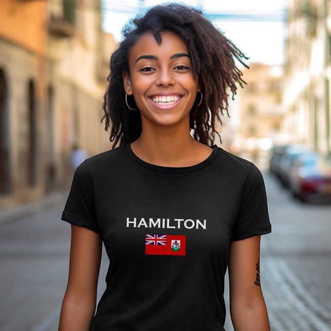 Hamilton Bermuda Land Flagga Mörk Färg T Shirt (Skapare uppladdad)