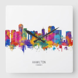 Hamilton Canada Skyline Fyrkantig Klocka