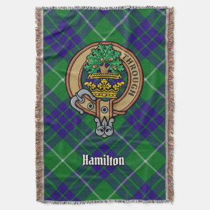 Hamilton Clan Crest över Jakt Tartan Filt