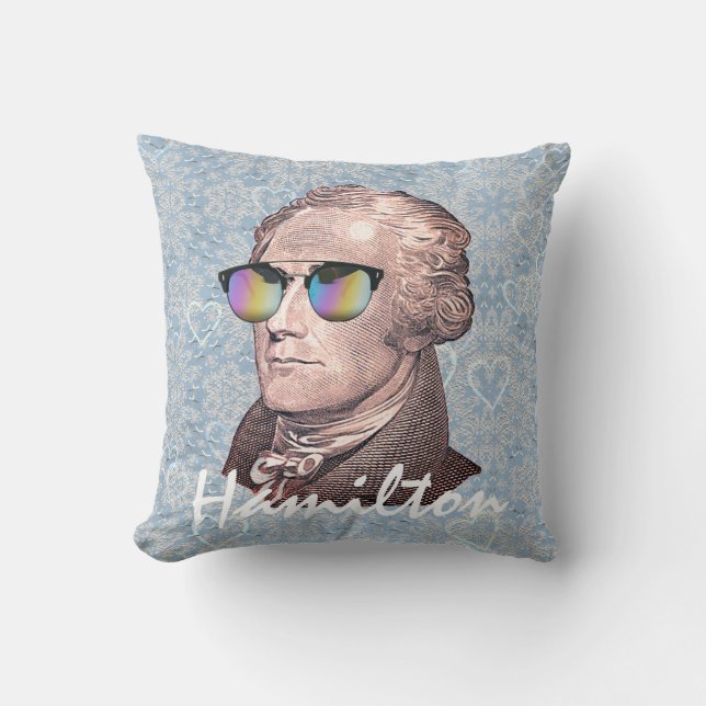 Hamilton i skuggor på Blå Snöre och hjärta Kudde (Framsida)