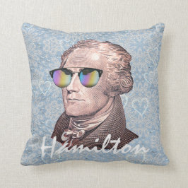 Hamilton i skuggor på Blå Snöre och hjärta Kudde