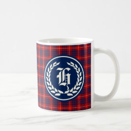 Hamilton Klan Red och Royal Blue Tartan Monogram Kaffemugg