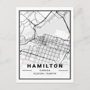 Hamilton Ontario Canada Travel City Karta Poster Vykort