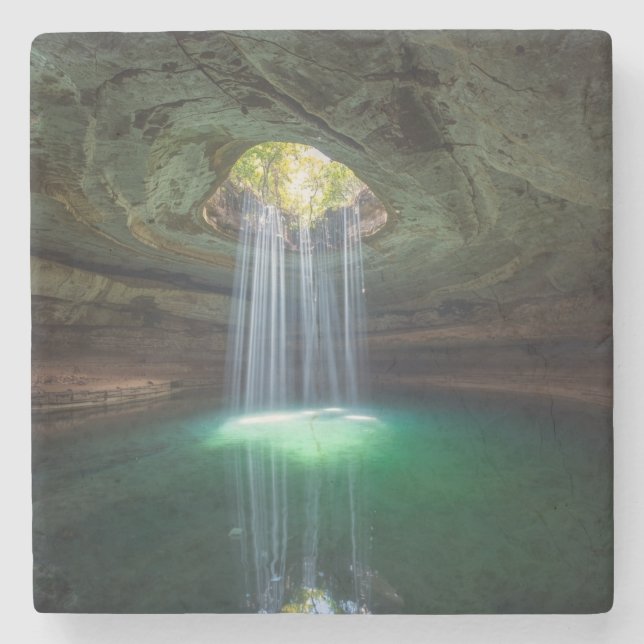 Hamilton Pool Coaster Set - Naturlig Texas-design Stenunderlägg (Framsidan)