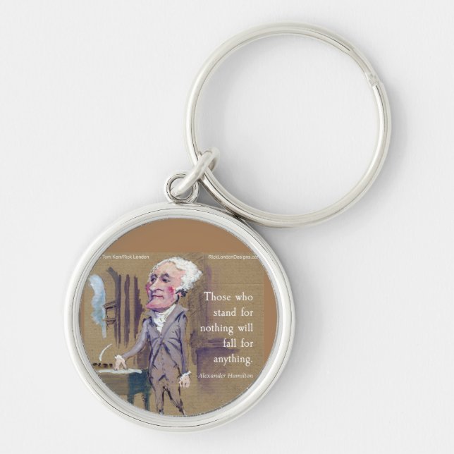 Hamilton & Quote Fridge Magnet Rund Silverfärgad Nyckelring (Framsidan)