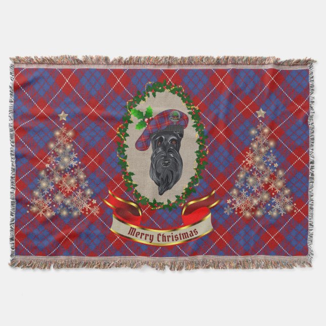 Hamilton Scottie Hund jul Throw Blanket Filt (Framsidan)