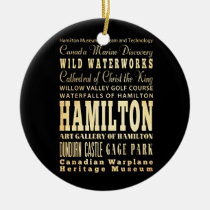 Hamilton stad av Ontario typografikonst Julgransprydnad Keramik